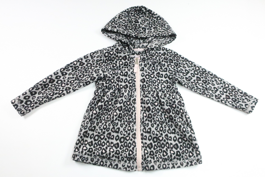 Leopardmönstrad kofta i fleece från My Wear Young - Storlek 98/104 - Grå
