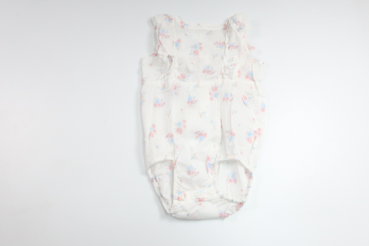 Blommig body med volang från H&M - Storlek 80 - Vit