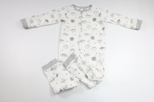 Pyjamas med ugglor från H&M - Storlek 98 - Vit