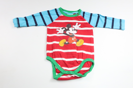 Randig body med Musse Pigg från Disney - Storlek 62 - Multi