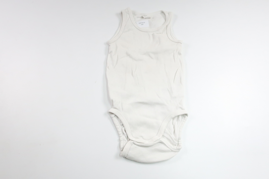 Ribbad linnebody från H&M - Storlek 80 - Vit