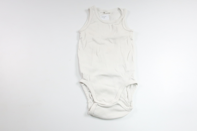 Ribbad linnebody från H&M - Storlek 80 - Vit