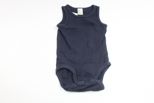 Ribbad linnebody från H&M - Storlek 68 - Marinblå