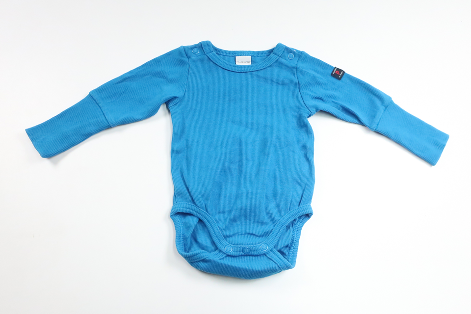 Ribbad body från Polarn o. Pyret - Storlek 56 - Blå