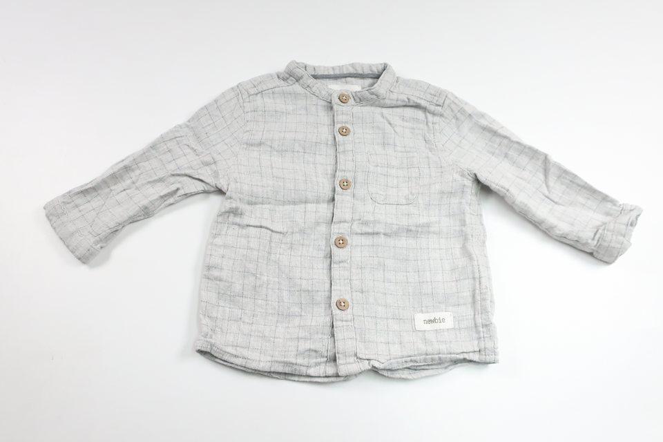 Rutig skjorta från Newbie - Storlek 68 - Grå