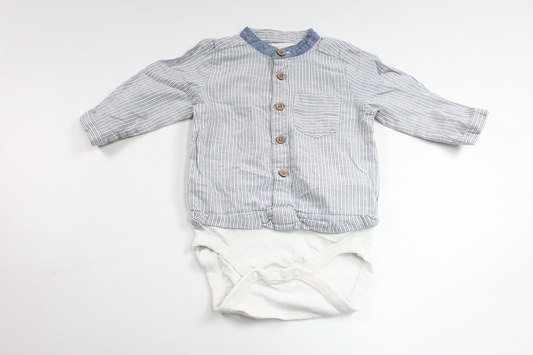 Skjorta med inbyggd body från Newbie - Storlek 62 - Blå