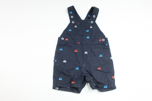 Hängselshorts med bilar från Next - Storlek 74/80 - Marinblå