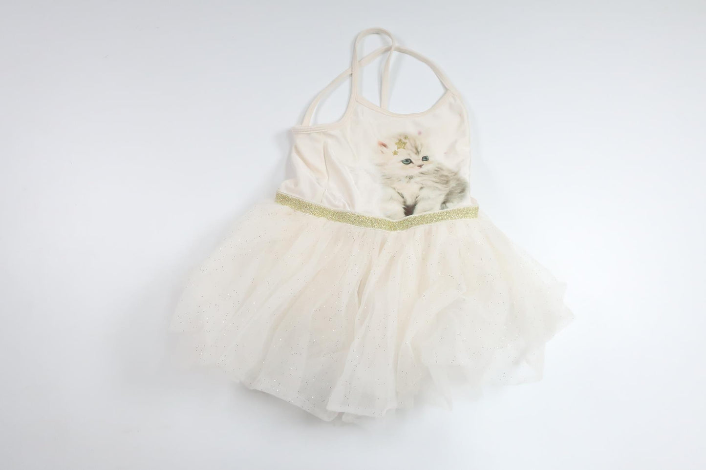 Dansdräkt med katt från H&M - Storlek 98/104 - Benvit