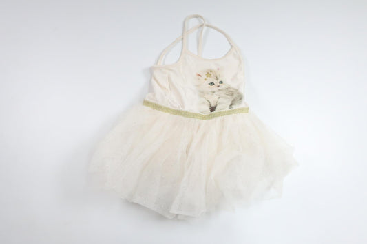 Dansdräkt med katt från H&M - Storlek 98/104 - Benvit