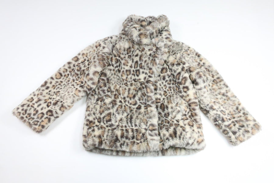 Leopardmönstrad jacka i fuskpäls från Mini Gina Tricot - Storlek 110/116 - Beige