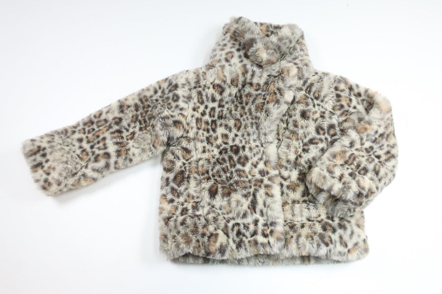 Leopardmönstrad jacka i fuskpäls från Mini Gina Tricot - Storlek 98/104 - Beige