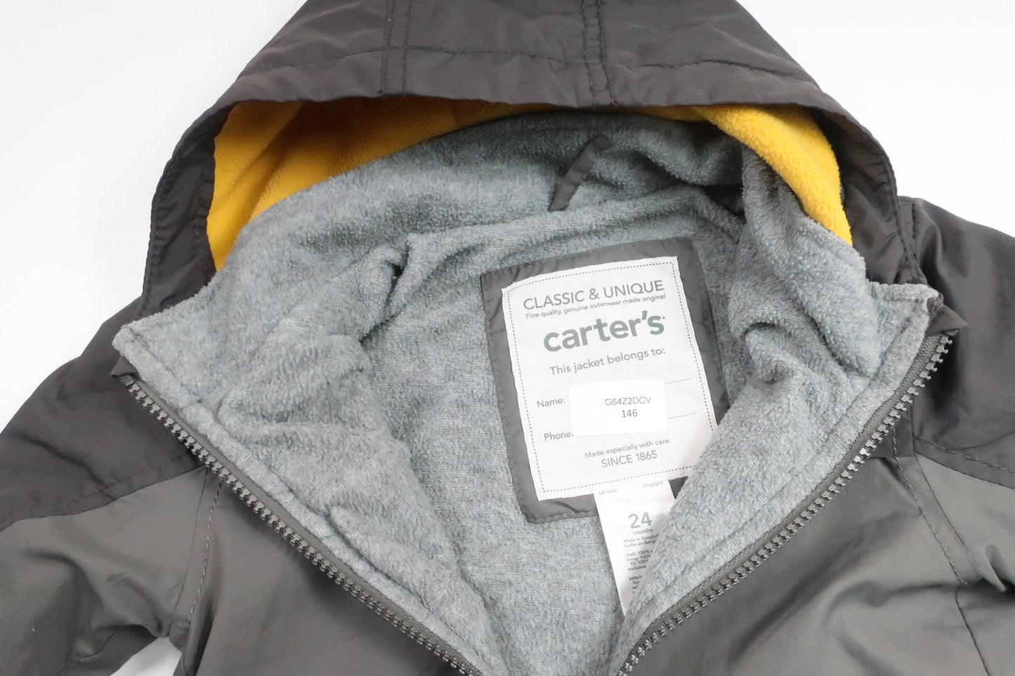 Fleecefodrad jacka från Carter's - Storlek 86 - Grå