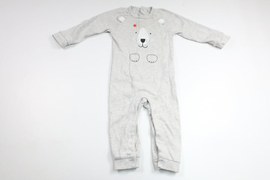 Pyjamas med nalle från Pytteliten - Storlek 74 - Grå