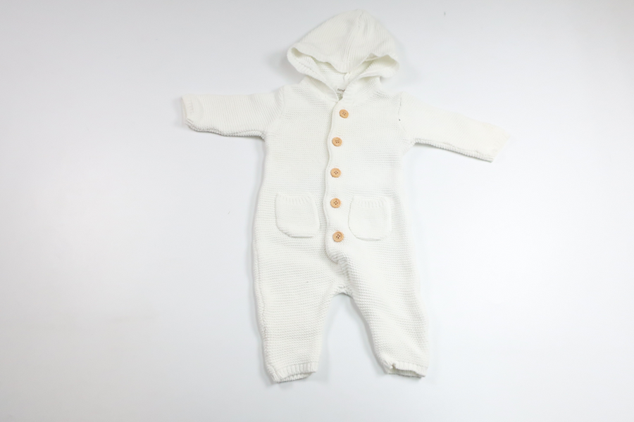 Stickad overall från Newbie - Storlek 56 - Benvit