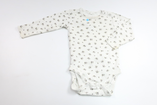 Blommig body från Newbie - Storlek 80 - Vit