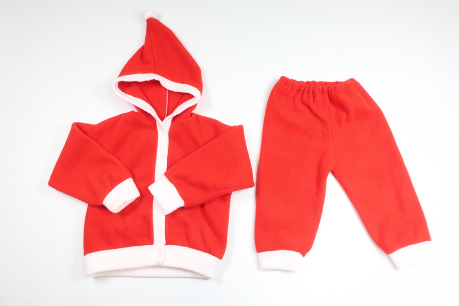 Tomtedräkt i fleece från Okänt - Storlek 74/80 - Röd