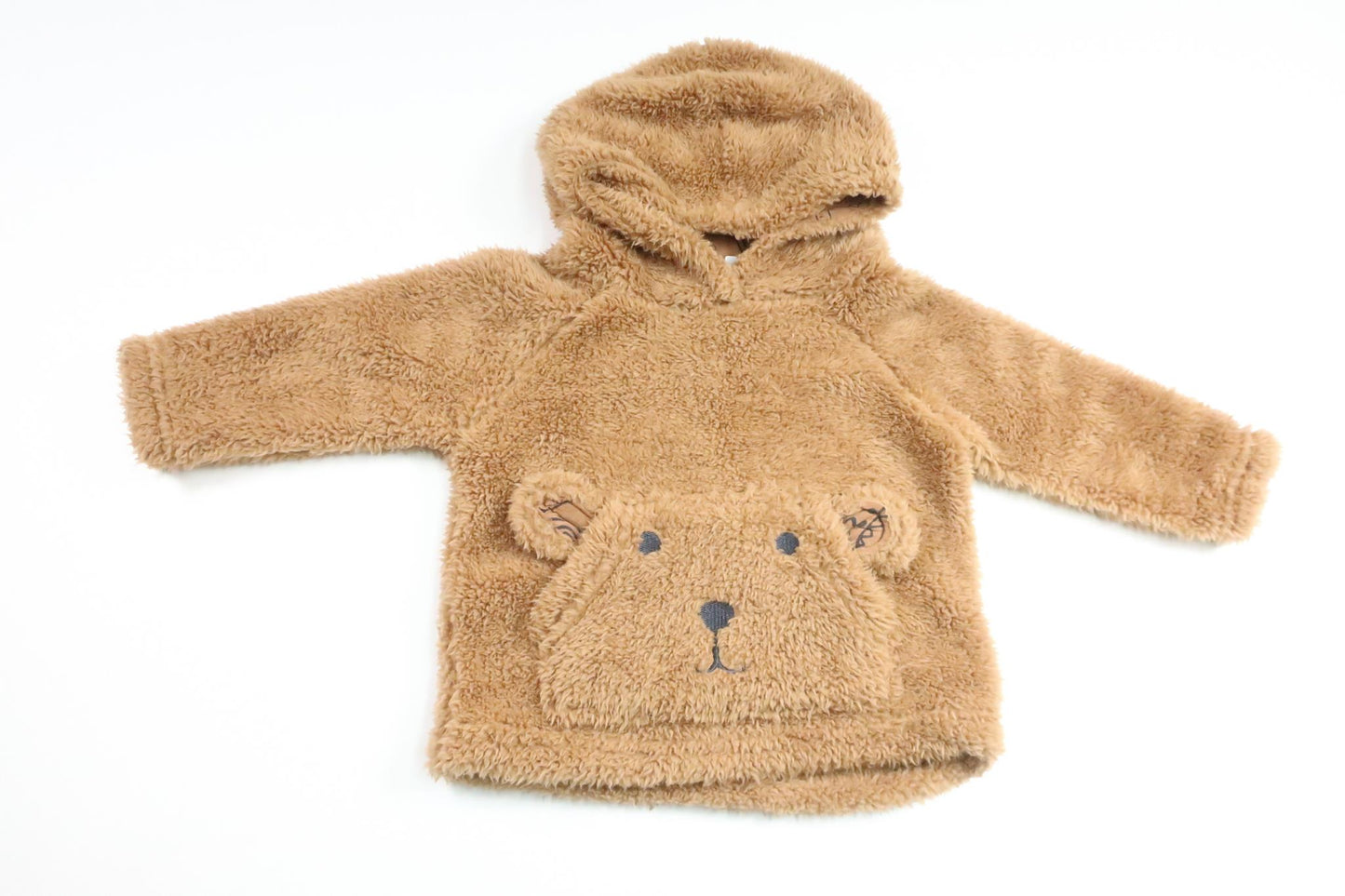 Huvtröja med nalle i fleece från My Wear Baby - Storlek 74 - Brun