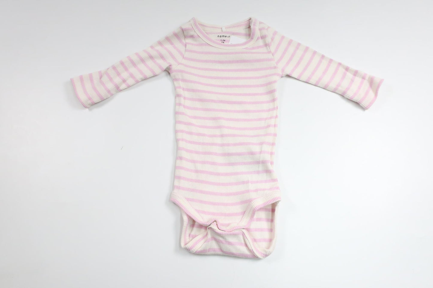 Striped ribbed bodysuit from Name It - Size 56 - Pink