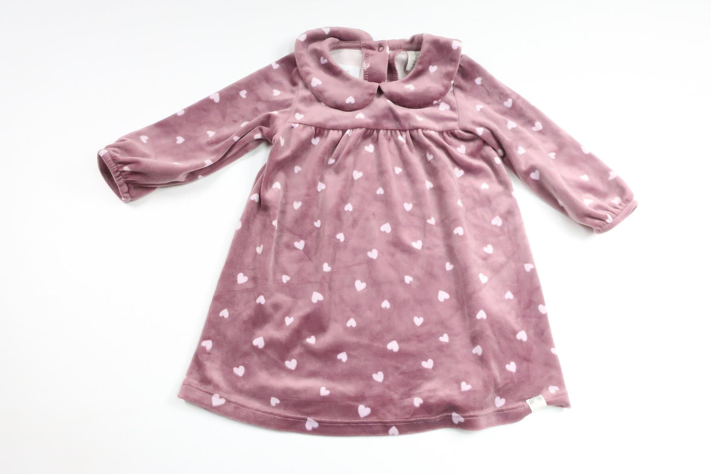 Klänning i velour med hjärtan från Lindex - Storlek 74 - Lila