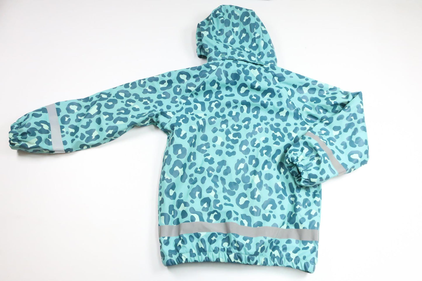 Leopardmönstrad fleecefodrad regnjacka från Nordbjörn - Storlek 122/128 - Blå