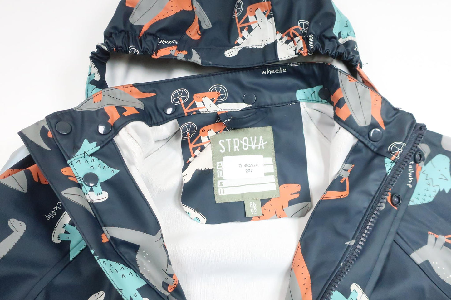 Regnjacka med dinosaurier från Strova - Storlek 86/92 - Marinblå