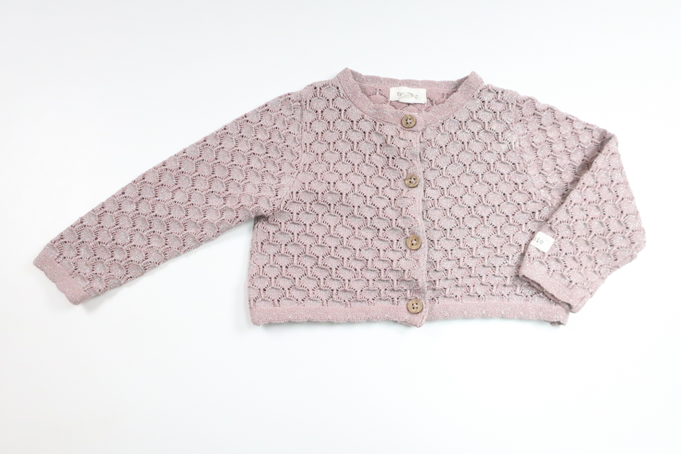 Glittrig stickad kofta från Newbie - Storlek 74 - Lila