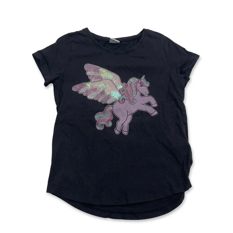 Mönstrad t-shirt från Lindex - Storlek 110 - Glittrig