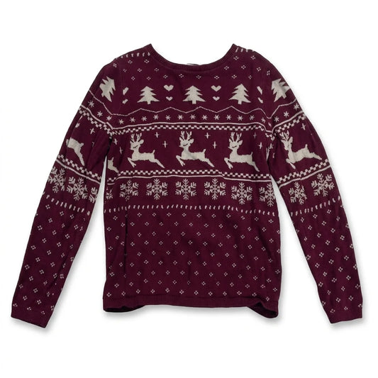 Mönstrad tröja från H&M - Storlek 110/116 - Vinröd