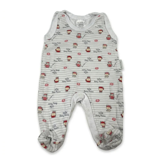 Randig onesie från Mamatti - Storlek 50 - Vit