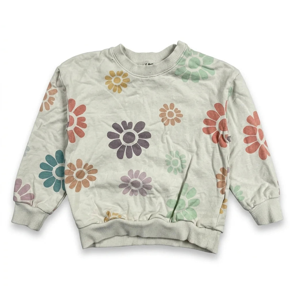 Blommig sweatshirt från eco - Storlek 86 - Vit