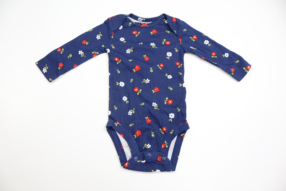 Blommig body från Carter's - Storlek 62 - Marinblå