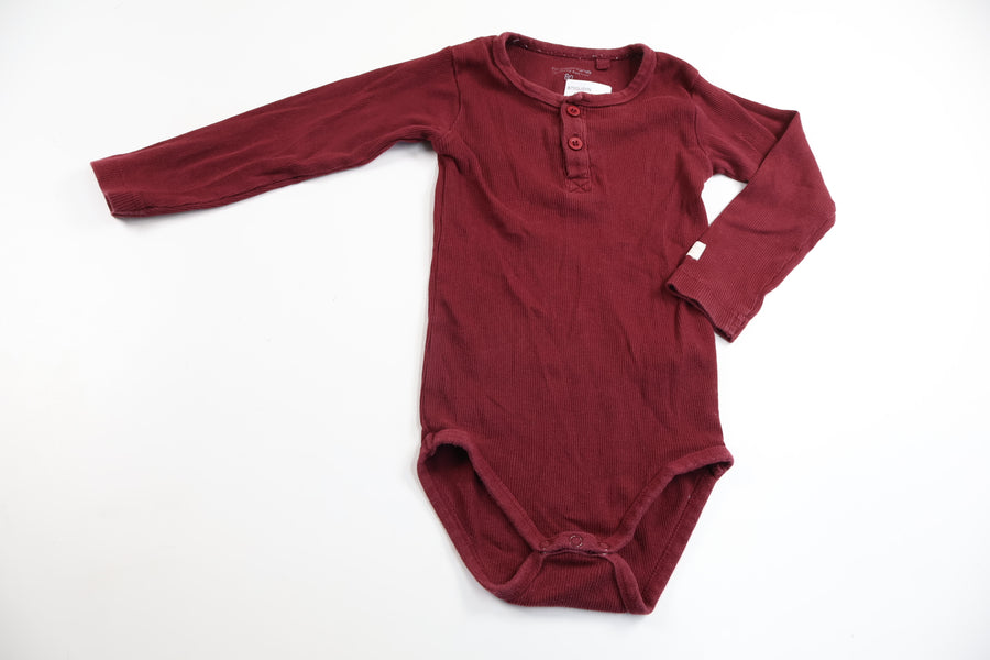 Ribbad body från Tiny One - Storlek 80 - Vinröd