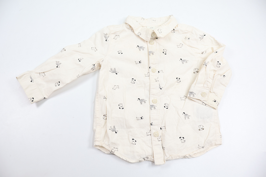 Skjorta med hundar från H&M - Storlek 80 - Benvit