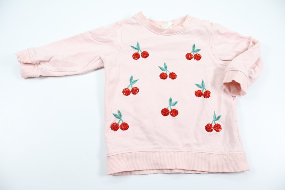 Sweatshirt med körsbär från H&M - Storlek 74 - Rosa