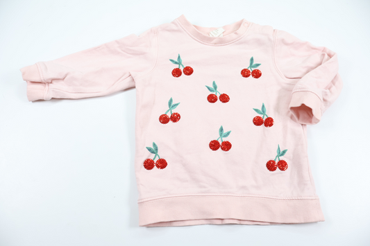 Sweatshirt med körsbär från H&M - Storlek 74 - Rosa