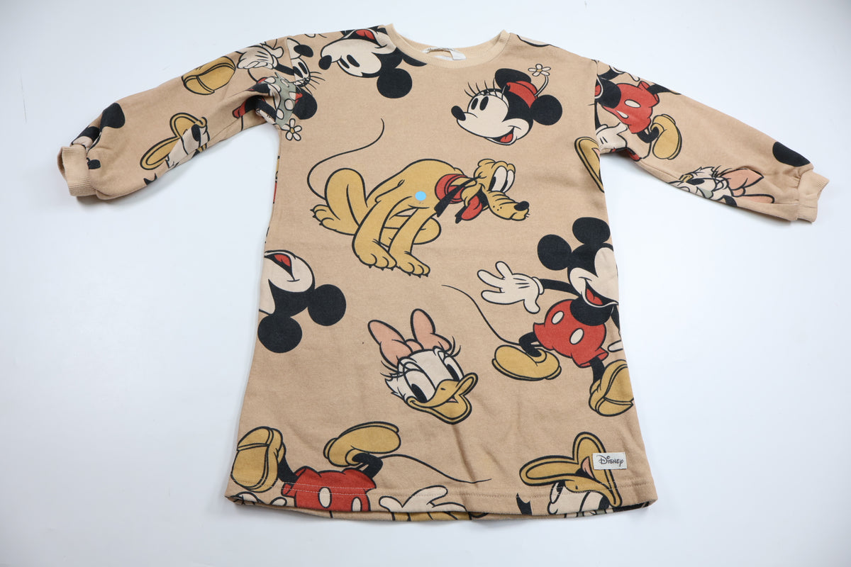 Sweatshirtklänning med Disney motiv från H&M - Storlek 110/116 - Beige