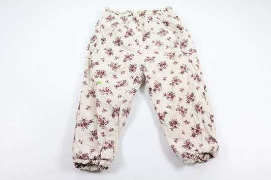 Blommiga fodrade byxor från Newbie - Storlek 98 - Beige