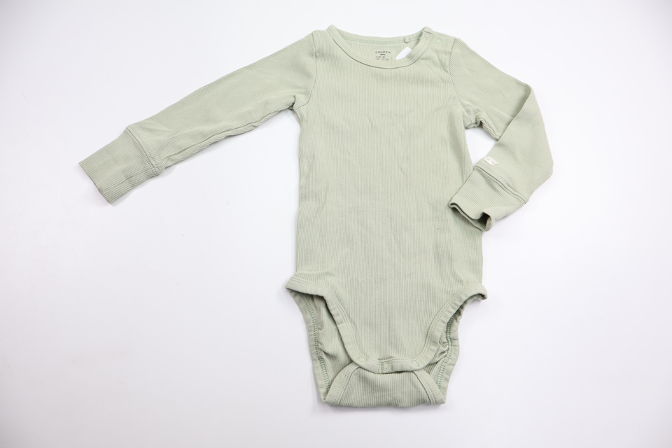 Ribbad body från Lindex - Storlek 80 - Grön