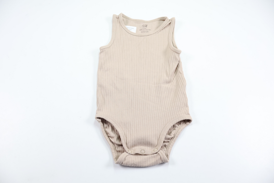 Ribbad body från H&M - Storlek 80 - Beige