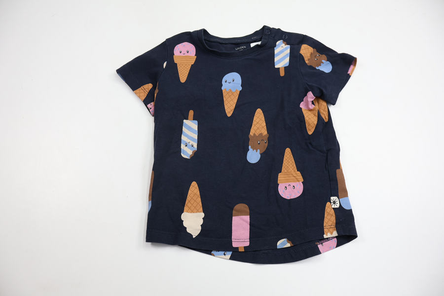 T-shirt med glassar från Lindex - Storlek 80 - Marinblå
