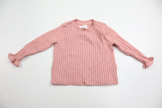 Ribbstickad tröja från H&M - Storlek 74 - Rosa