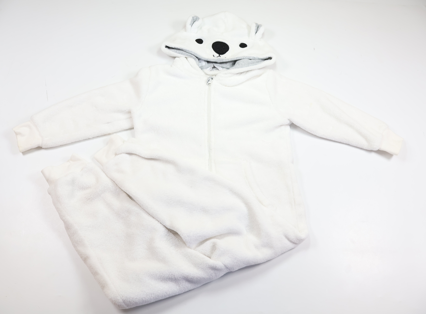 Fleeceoverall "Nalle" från Lindex - Storlek 110/116 - Vit