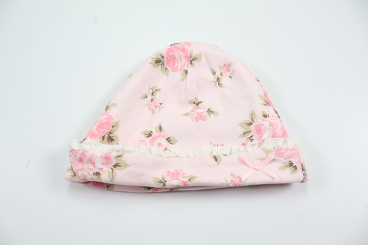 Blommig mössa från Okänt - Storlek 62/68 - Rosa