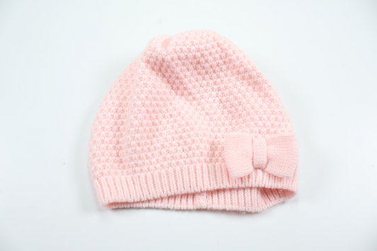 Stickad mössa med rosett från H&M - Storlek 110/116 - Rosa