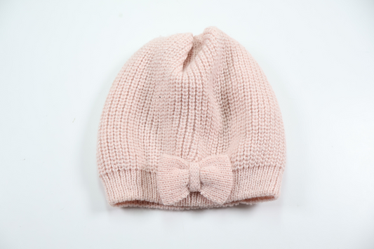 Stickad mössa med rosett från H&M - Storlek 92/104 - Rosa