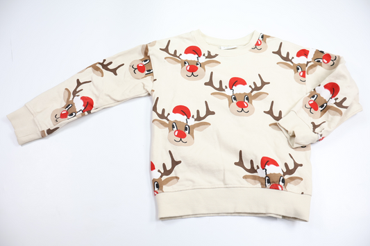 Sweatshirt med renar från Kappahl - Storlek 110/116 - Benvit