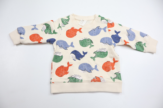 Sweatshirt med valar från H&M - Storlek 68 - Benvit