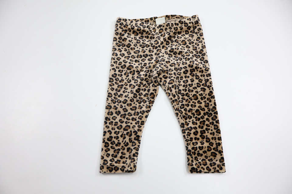 Leopardmönstrade byxor i fleece från Lindex - Storlek 74 - Beige