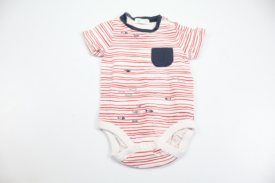 Randig body från Newbie - Storlek 56 - Vit