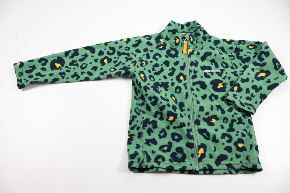 Leopardmönstrad fleecejacka från Didriksons - Storlek 100 - Grön